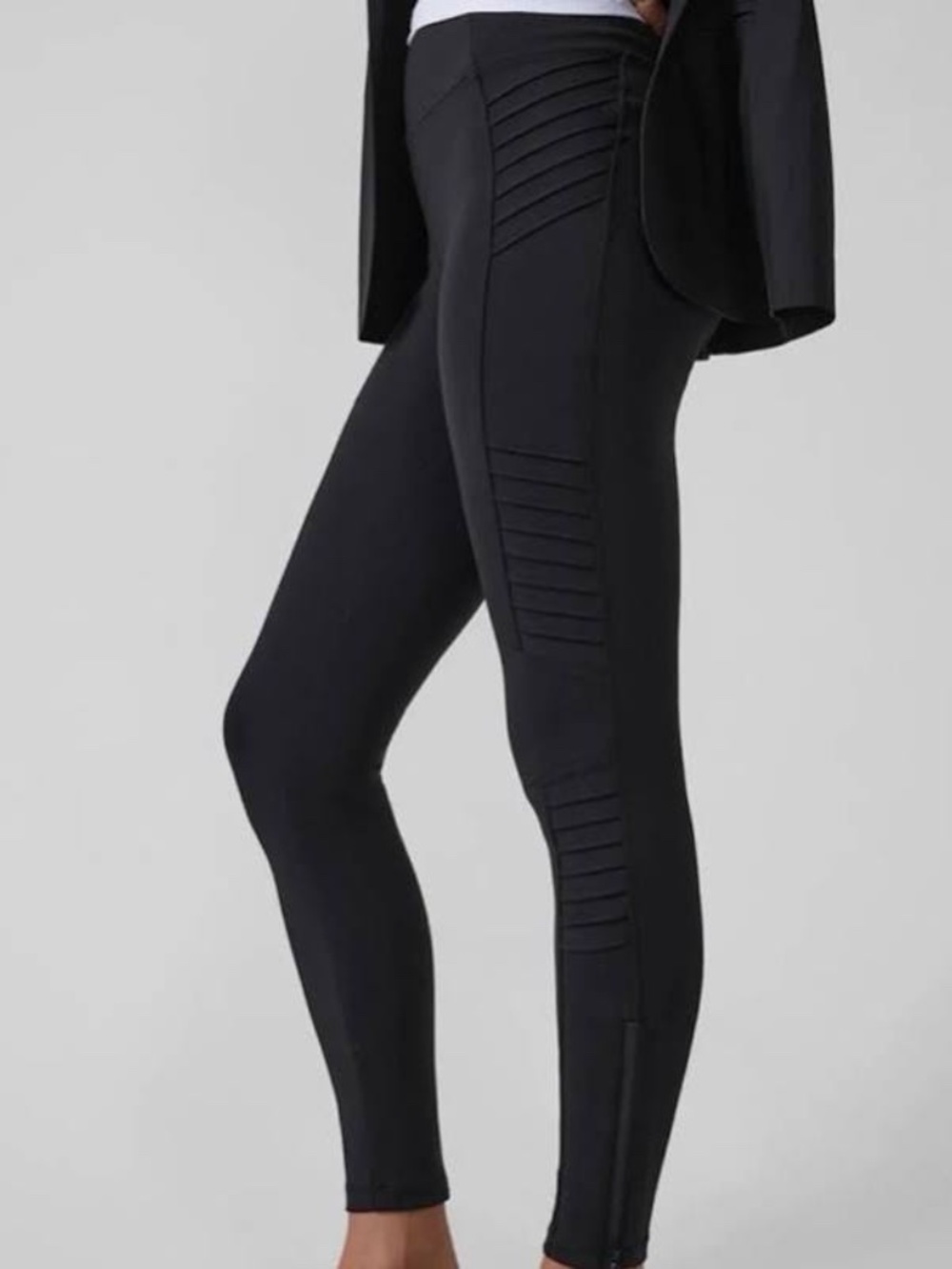 Athleta Delancey Moto Tight Legging Womens Size 1X Black Zip Ankle Stretch
